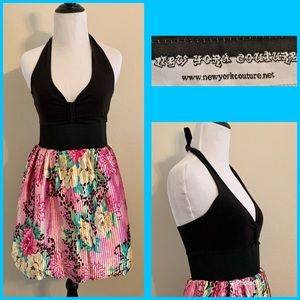 New York Couture Halter Dress Leopard Floral PinUp